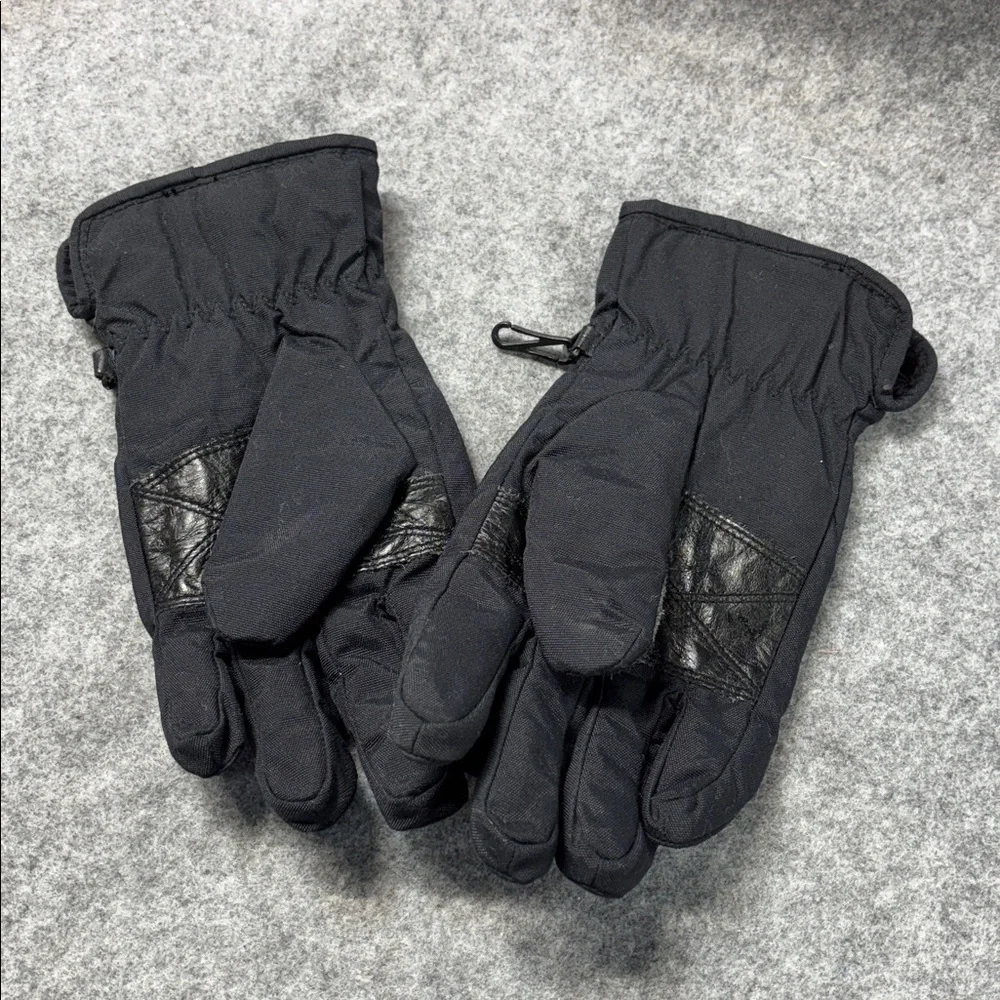 Columbia Black leather palm Insulated fleece lined Gloves small